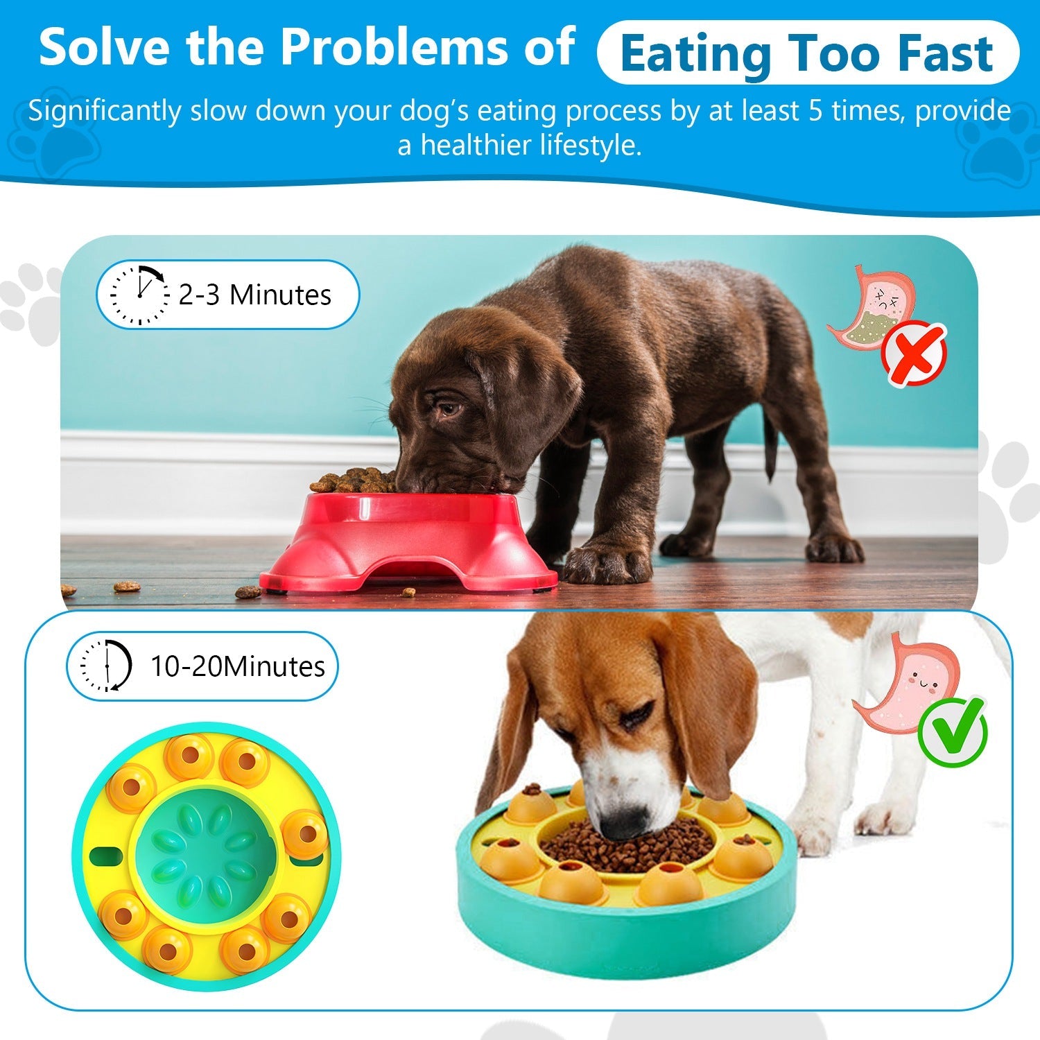 KFX-7460797 Interactive Dog Puzzle Feeder with Slow Feed Function for IQ Training and Mental Enrichment