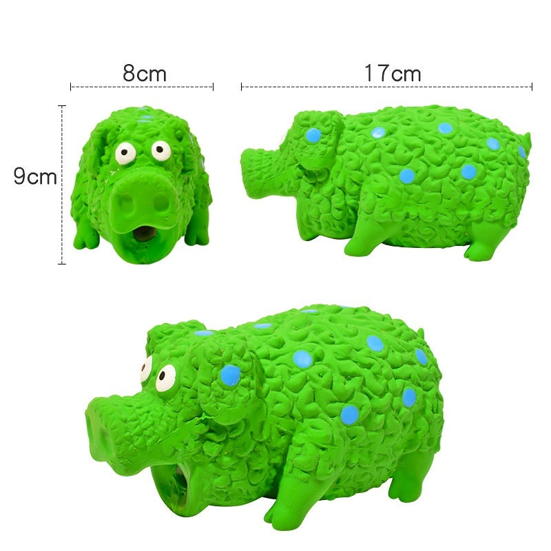 KFX-7461437 Durable Latex Pig Dog Toy with Sound, Bite-Resistant Molar Design, Available in Green, Orange, and Blue