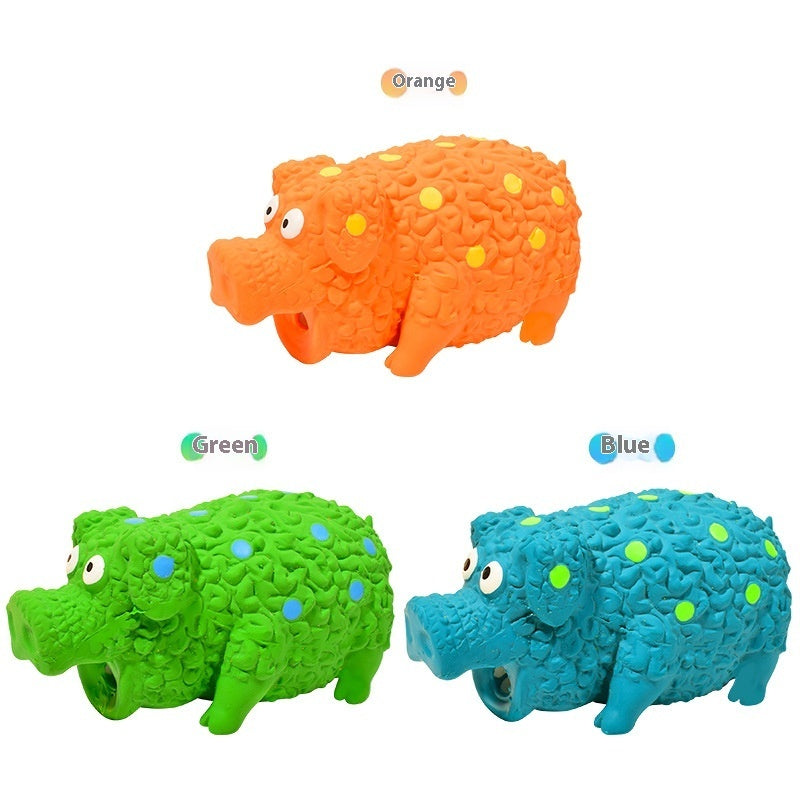 KFX-7461437 Durable Latex Pig Dog Toy with Sound, Bite-Resistant Molar Design, Available in Green, Orange, and Blue