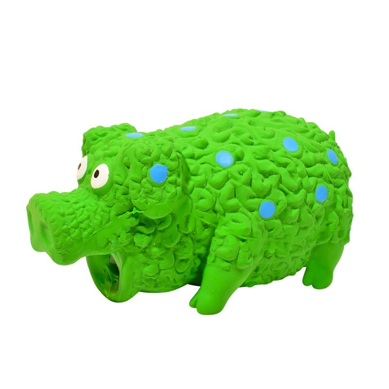 KFX-7461437 Durable Latex Pig Dog Toy with Sound, Bite-Resistant Molar Design, Available in Green, Orange, and Blue
