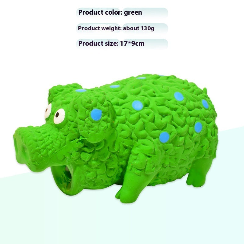 KFX-7461437 Durable Latex Pig Dog Toy with Sound, Bite-Resistant Molar Design, Available in Green, Orange, and Blue