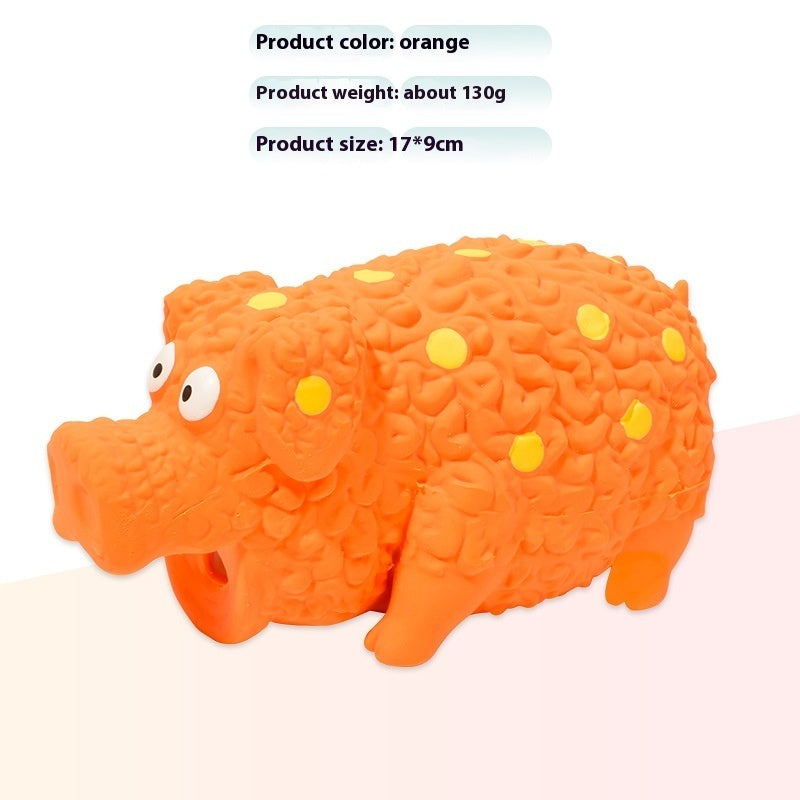 KFX-7461437 Durable Latex Pig Dog Toy with Sound, Bite-Resistant Molar Design, Available in Green, Orange, and Blue