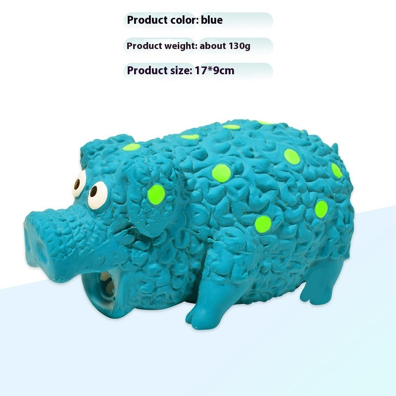 KFX-7461437 Durable Latex Pig Dog Toy with Sound, Bite-Resistant Molar Design, Available in Green, Orange, and Blue