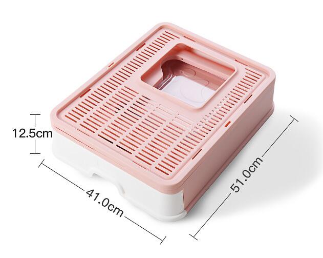 KFX-7462845 Foldable Odor-proof Cat Litter Basin with Double-door Design - Available in Pink, Blue, and Gray