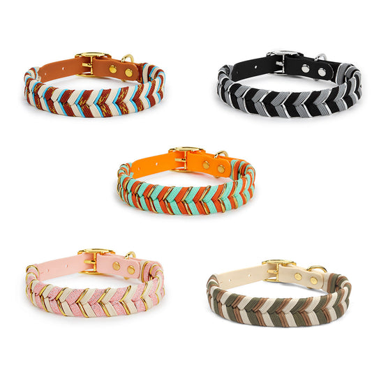 KFX-7463229 Plaid PVC Dog Collar with Metal Buckle – Available in Multiple Colors and Sizes