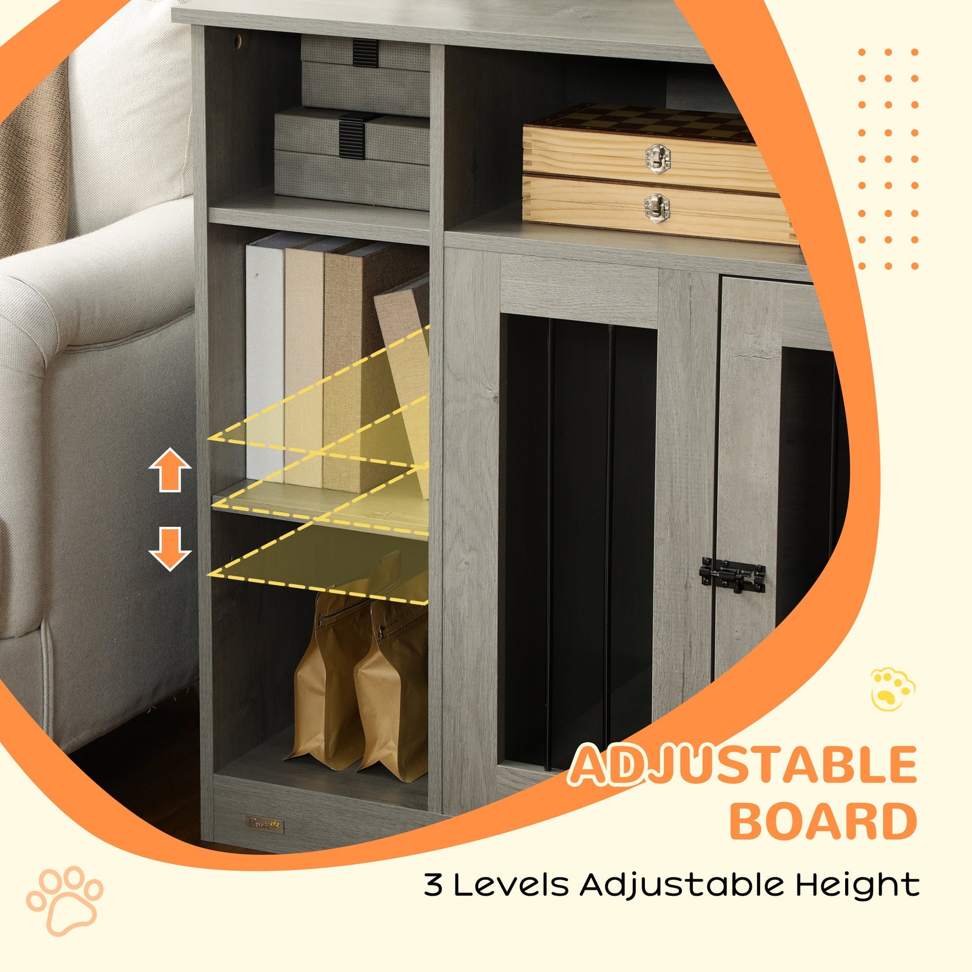 KFX-7464253 47-Inch Dog Crate Furniture with Storage and Adjustable Shelf for Medium to Large Dogs