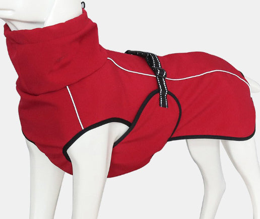 KFX-7465149 Waterproof Double-Layer Insulated Pet Clothing in Gray and Red, Sizes XS to XL