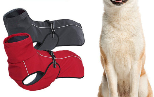 KFX-7465149 Waterproof Double-Layer Insulated Pet Clothing in Gray and Red, Sizes XS to XL