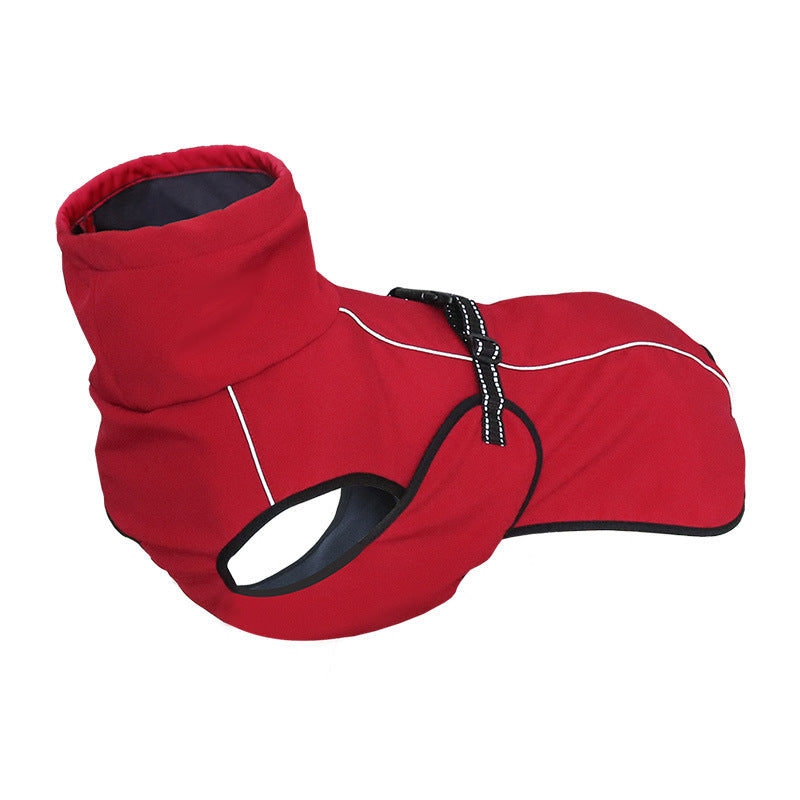 KFX-7465149 Waterproof Double-Layer Insulated Pet Clothing in Gray and Red, Sizes XS to XL