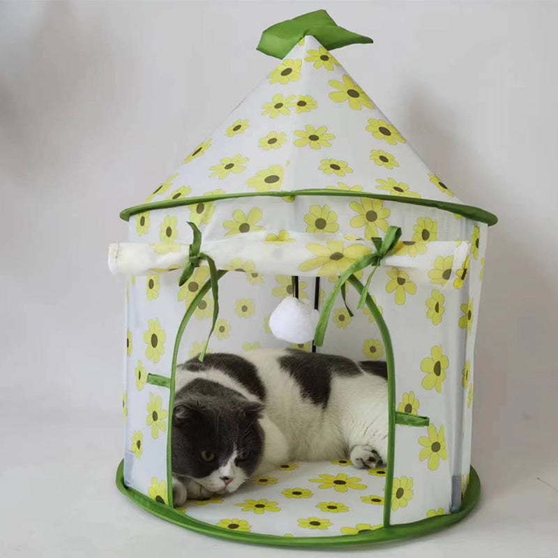 KFX-7465405 Foldable Cat Tent and Tunnel Combo for Cats - Polyester Fabric, Multiple Color Options