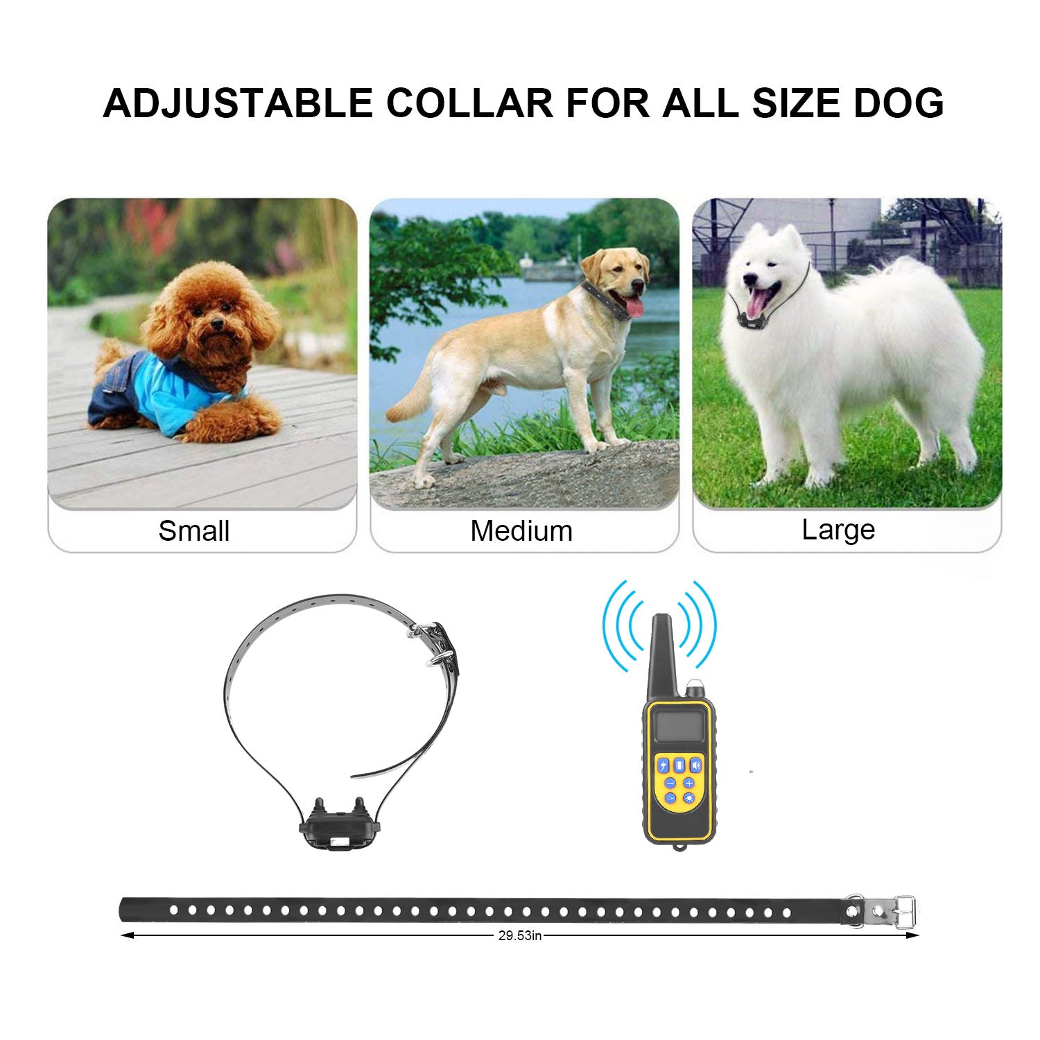 KFX-7466045 Rechargeable Dog Training Collar with Remote - IP67 Waterproof, 2625ft Range, 4 Modes, Adjustable Levels