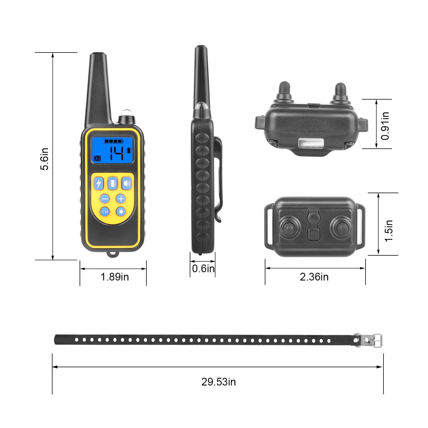 KFX-7466045 Rechargeable Dog Training Collar with Remote - IP67 Waterproof, 2625ft Range, 4 Modes, Adjustable Levels