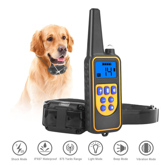 KFX-7466045 Rechargeable Dog Training Collar with Remote - IP67 Waterproof, 2625ft Range, 4 Modes, Adjustable Levels