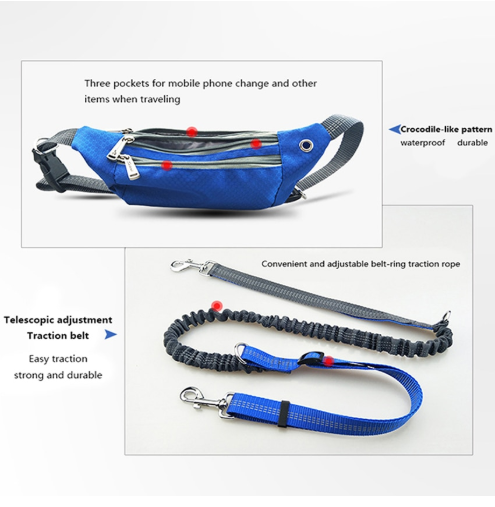 KFX-7466173 Hands-Free Dog Leash with Elastic Design and Adjustable Waistbelt