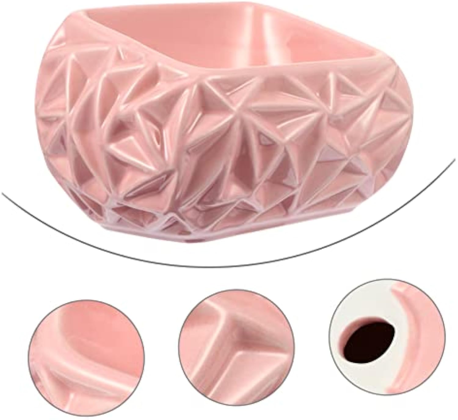 KFX-7467837 Ceramic Pet Feeding Bowl with Adjustable Design for Cats and Small Dogs, Pink Bird's Nest Style, Easy to Clean