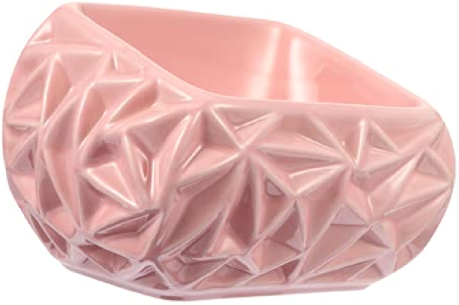 KFX-7467837 Ceramic Pet Feeding Bowl with Adjustable Design for Cats and Small Dogs, Pink Bird's Nest Style, Easy to Clean