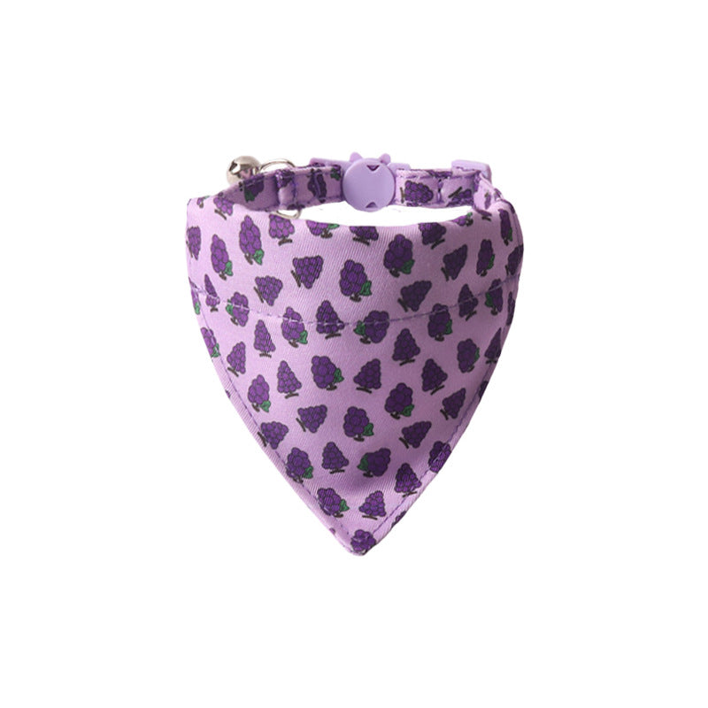 KFX-7468605 Colorful Fruit Series Pet Collar with Bell - Watermelon, Grape, Peach, Lemon & Avocado Options