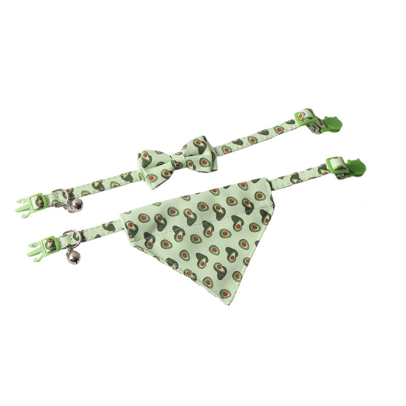KFX-7468605 Colorful Fruit Series Pet Collar with Bell - Watermelon, Grape, Peach, Lemon & Avocado Options