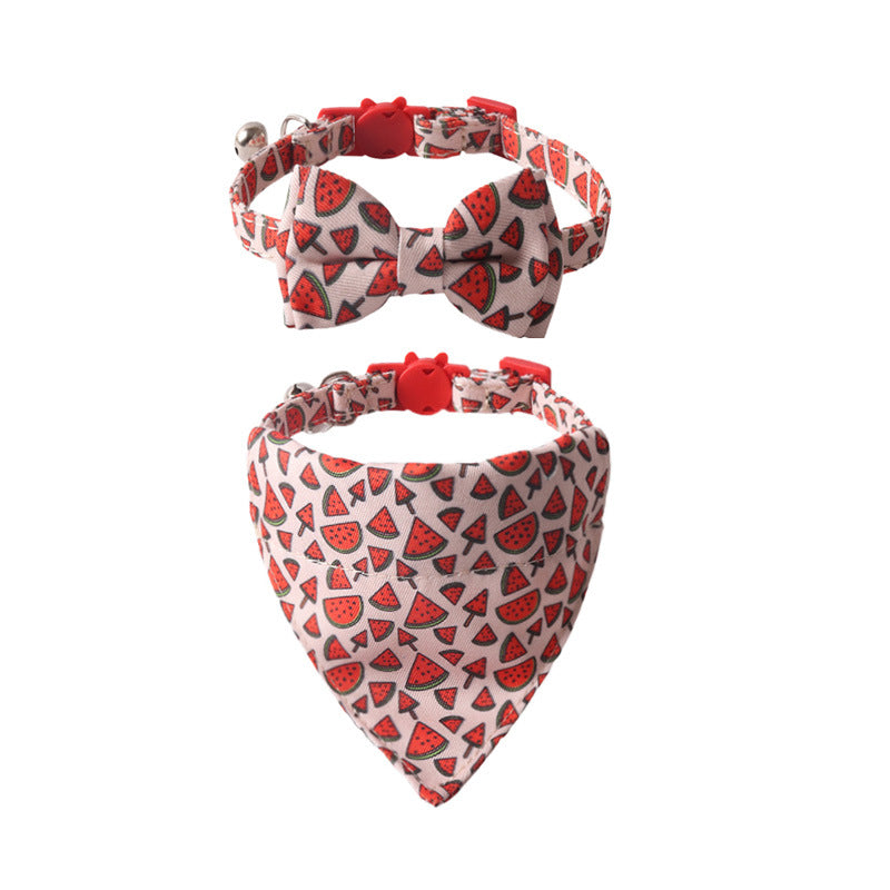 KFX-7468605 Colorful Fruit Series Pet Collar with Bell - Watermelon, Grape, Peach, Lemon & Avocado Options