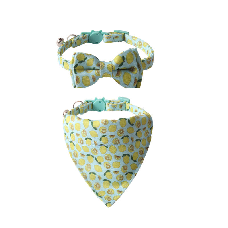 KFX-7468605 Colorful Fruit Series Pet Collar with Bell - Watermelon, Grape, Peach, Lemon & Avocado Options
