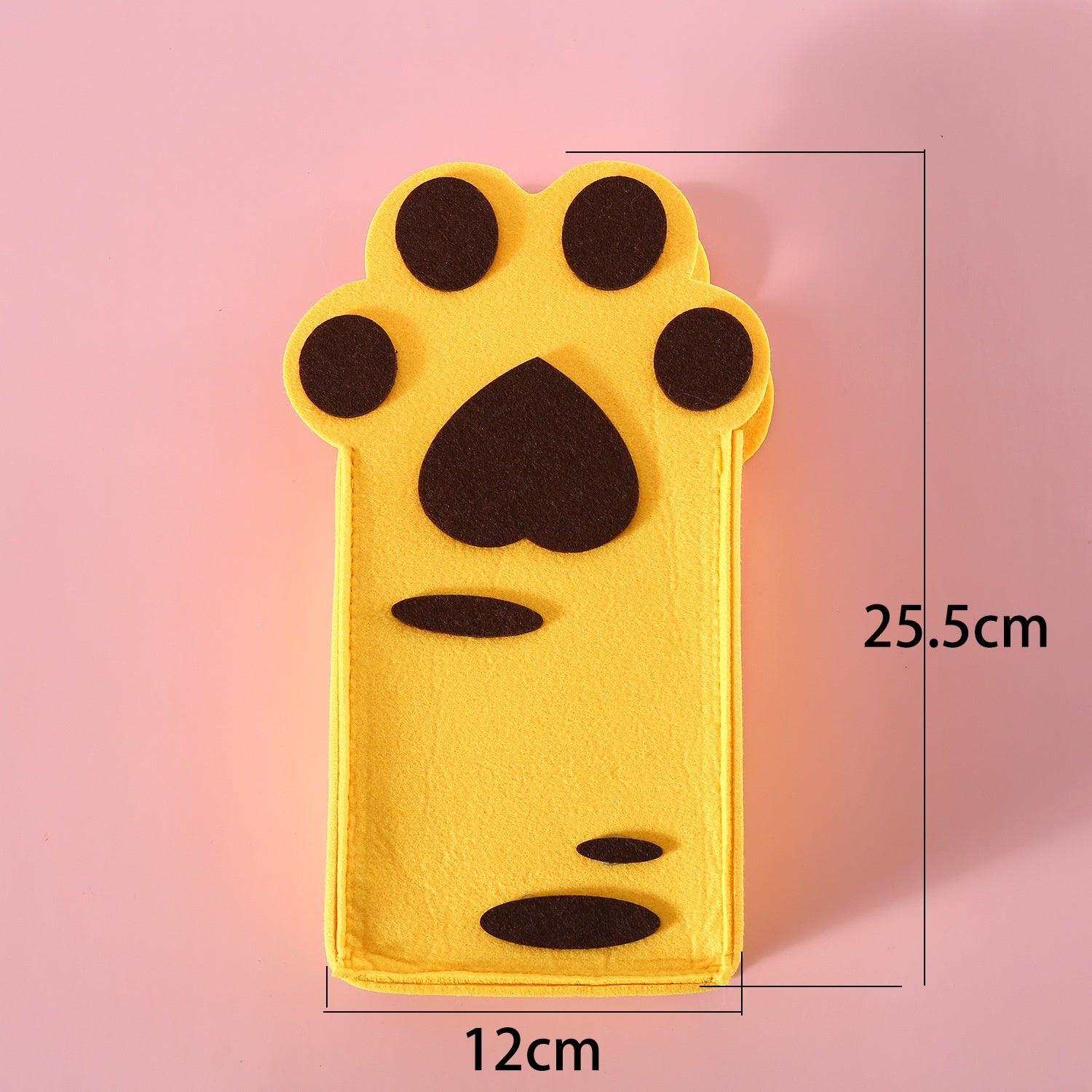 KFX-7471165 Felt Toy Cat Paw Bag Set with Catnip Bell - Yellow & Pink Plush Teasers for Cats