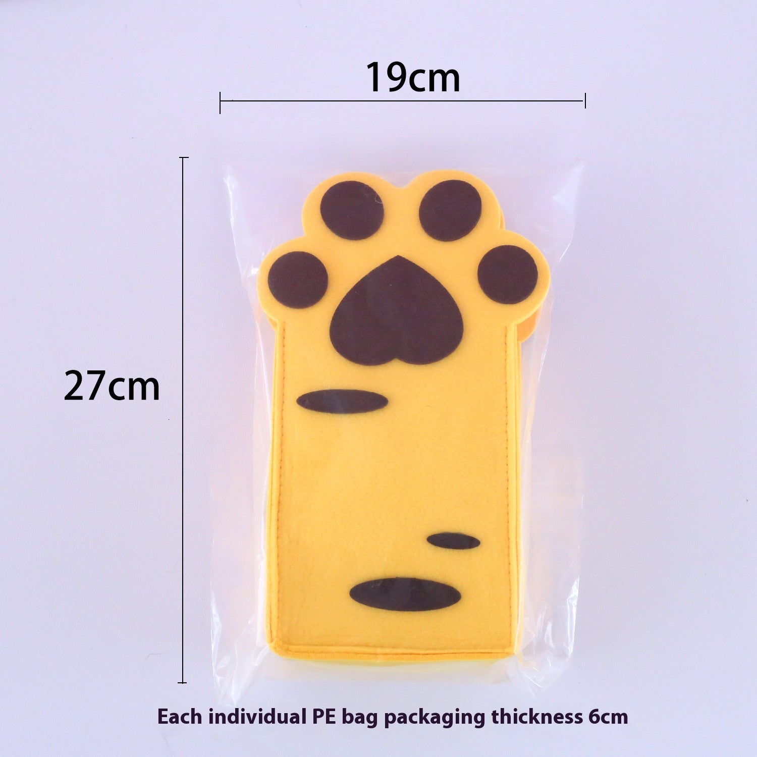 KFX-7471165 Felt Toy Cat Paw Bag Set with Catnip Bell - Yellow & Pink Plush Teasers for Cats