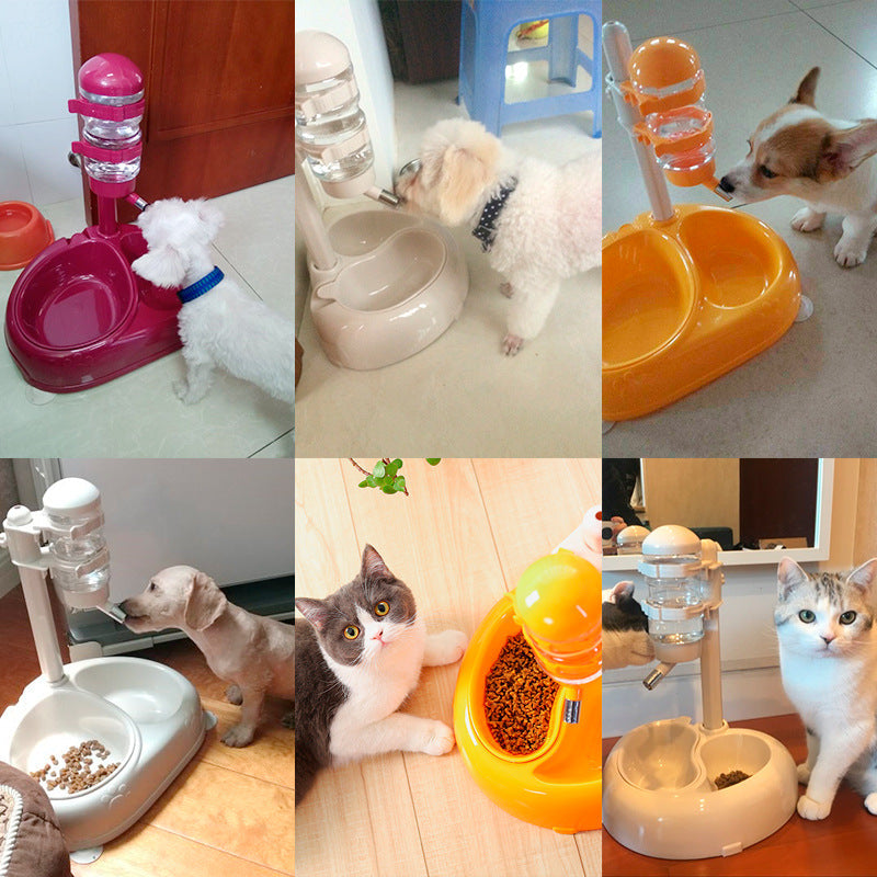 KFX-7472189 Automatic Pet Drinking Fountain with Multiple Bowl Options and Suction Cups in White and Fuchsia