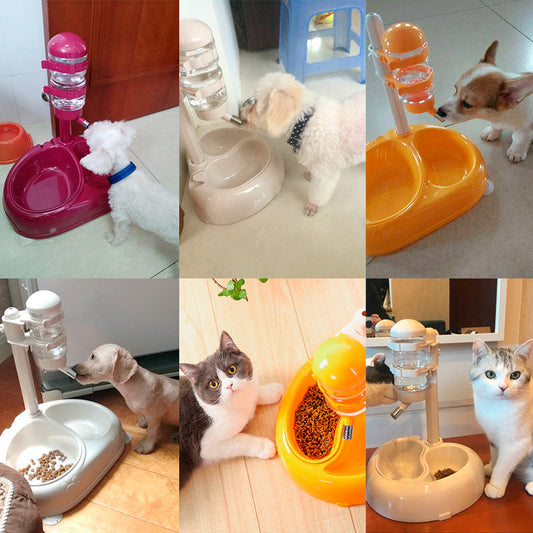 KFX-7472189 Automatic Pet Drinking Fountain with Multiple Bowl Options and Suction Cups in White and Fuchsia