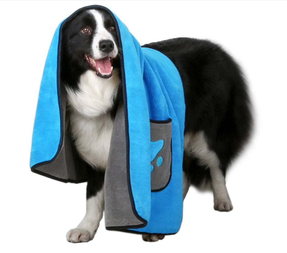 KFX-7472957 Super Absorbent Pet Bath Towel Made of 800g Superfine Fiber for Quick Drying