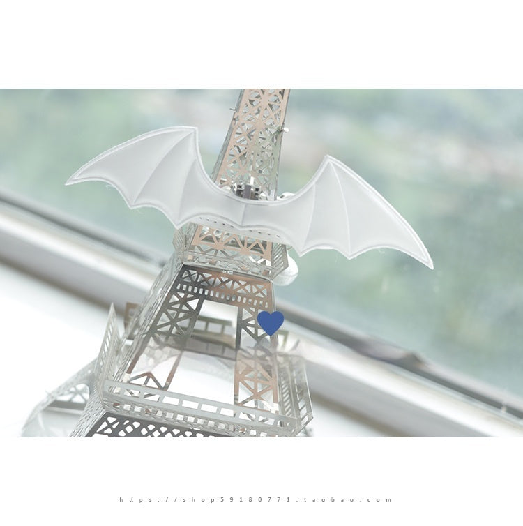 KFX-7474109 Little Devil Wings Bell Leather Choker in Patent Satin