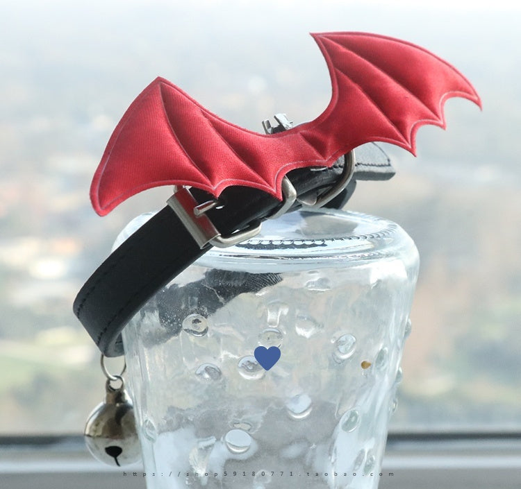 KFX-7474109 Little Devil Wings Bell Leather Choker in Patent Satin