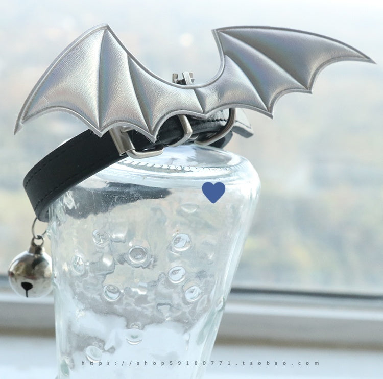 KFX-7474109 Little Devil Wings Bell Leather Choker in Patent Satin