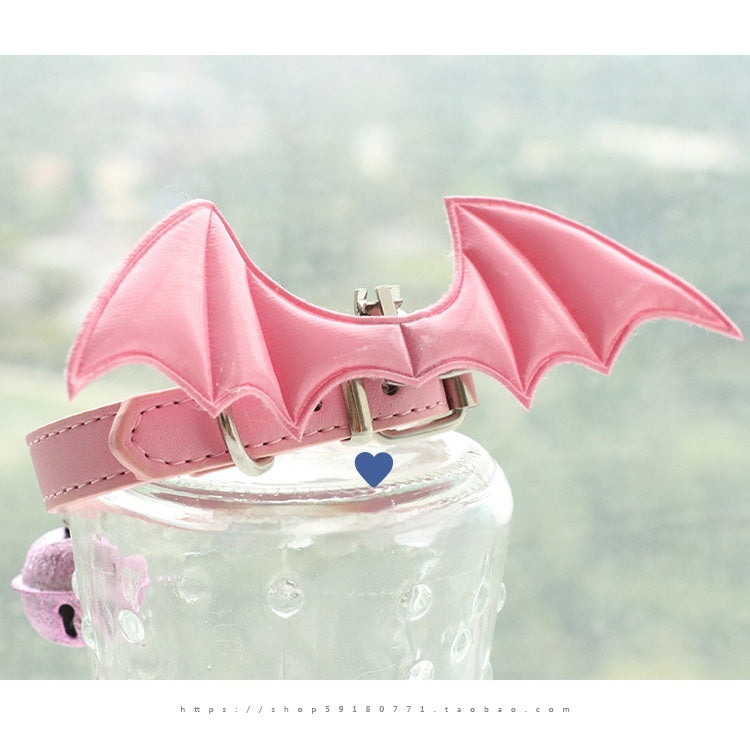 KFX-7474109 Little Devil Wings Bell Leather Choker in Patent Satin