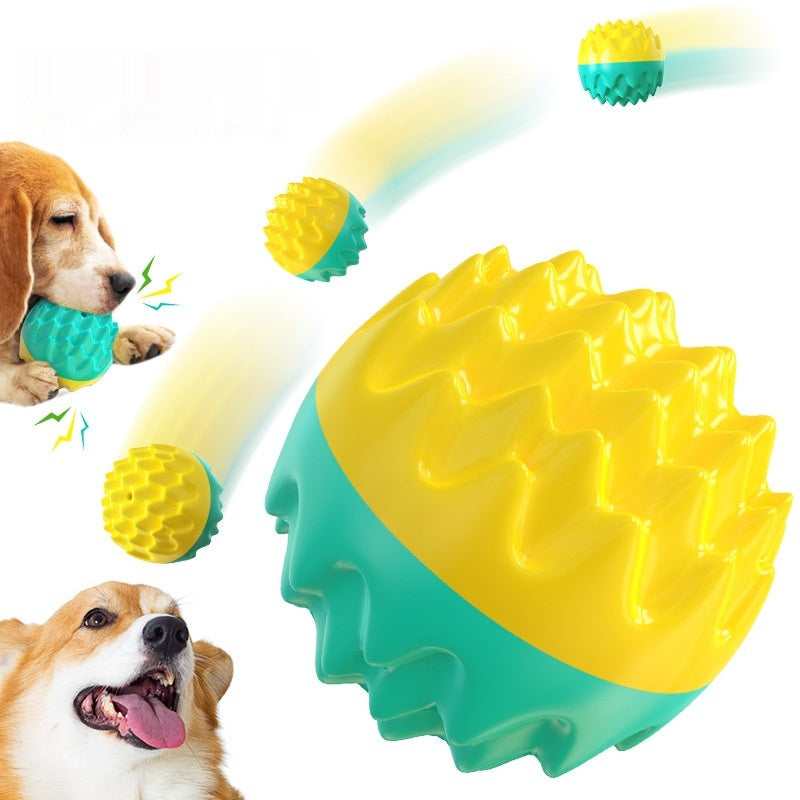 KFX-7474749 Sound Toothbrush Training Teether Ball for Pets - Lake Blue & Orange, Durable Plastic Toy