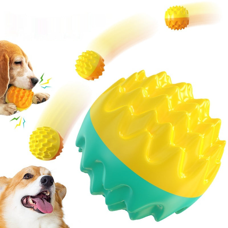 KFX-7474749 Sound Toothbrush Training Teether Ball for Pets - Lake Blue & Orange, Durable Plastic Toy