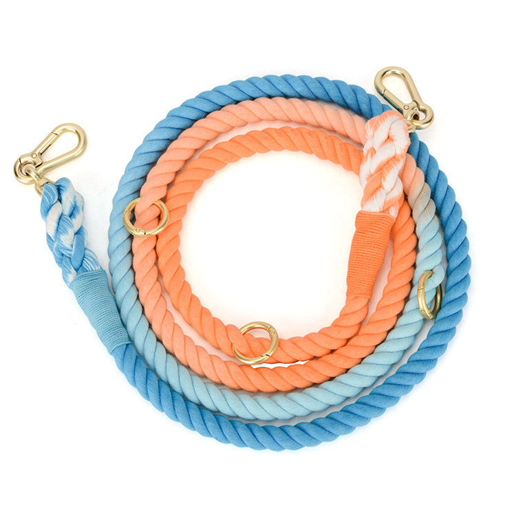 KFX-7475901 Double-Headed Dog Traction Rope - Gradient Rainbow Design, 210cm Length