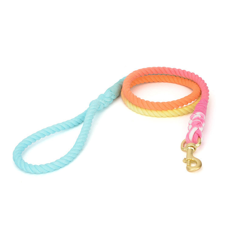 KFX-7475901 Double-Headed Dog Traction Rope - Gradient Rainbow Design, 210cm Length
