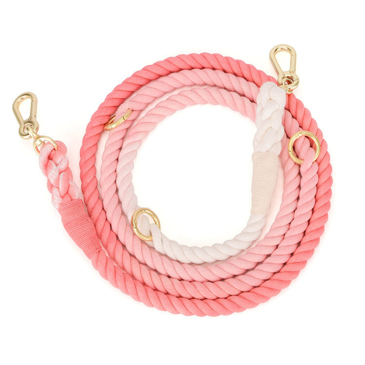 KFX-7475901 Double-Headed Dog Traction Rope - Gradient Rainbow Design, 210cm Length