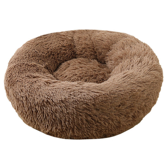 KFX-7476157 Warm Plush Round Pet Bed for Cats and Dogs - Multiple Sizes and Colors