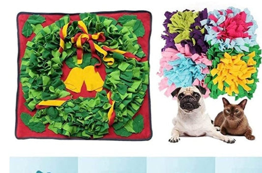KFX-7476925 Christmas Bell Pet Sniffing Mat for Dogs - 70cm x 70cm, Machine Washable, Engaging Activity for Pets