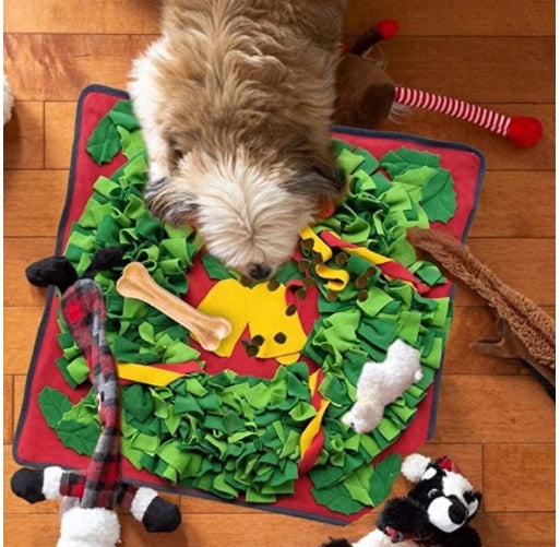 KFX-7476925 Christmas Bell Pet Sniffing Mat for Dogs - 70cm x 70cm, Machine Washable, Engaging Activity for Pets