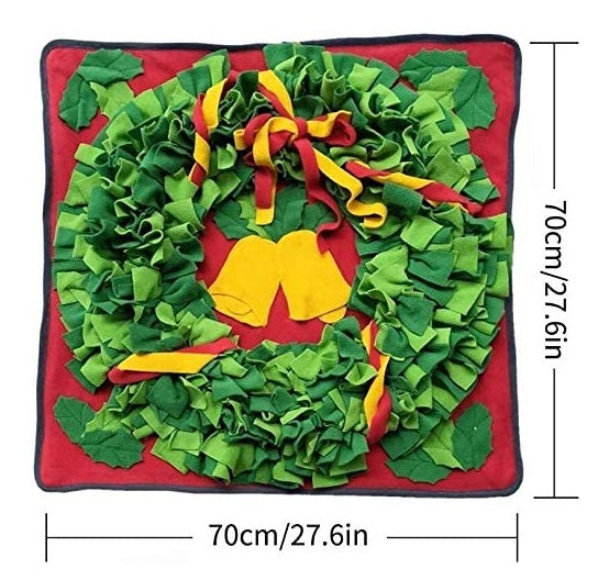 KFX-7476925 Christmas Bell Pet Sniffing Mat for Dogs - 70cm x 70cm, Machine Washable, Engaging Activity for Pets
