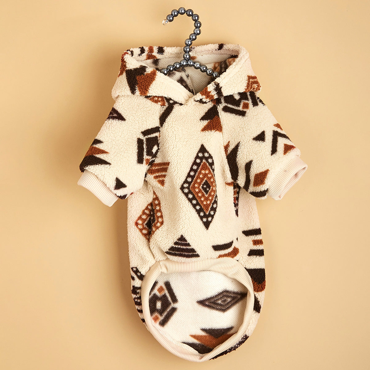 KFX-7477181 Warm Beige Totem Print Hooded Sweater for Pets - Available in Multiple Sizes