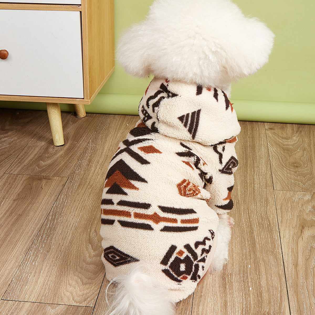 KFX-7477181 Warm Beige Totem Print Hooded Sweater for Pets - Available in Multiple Sizes