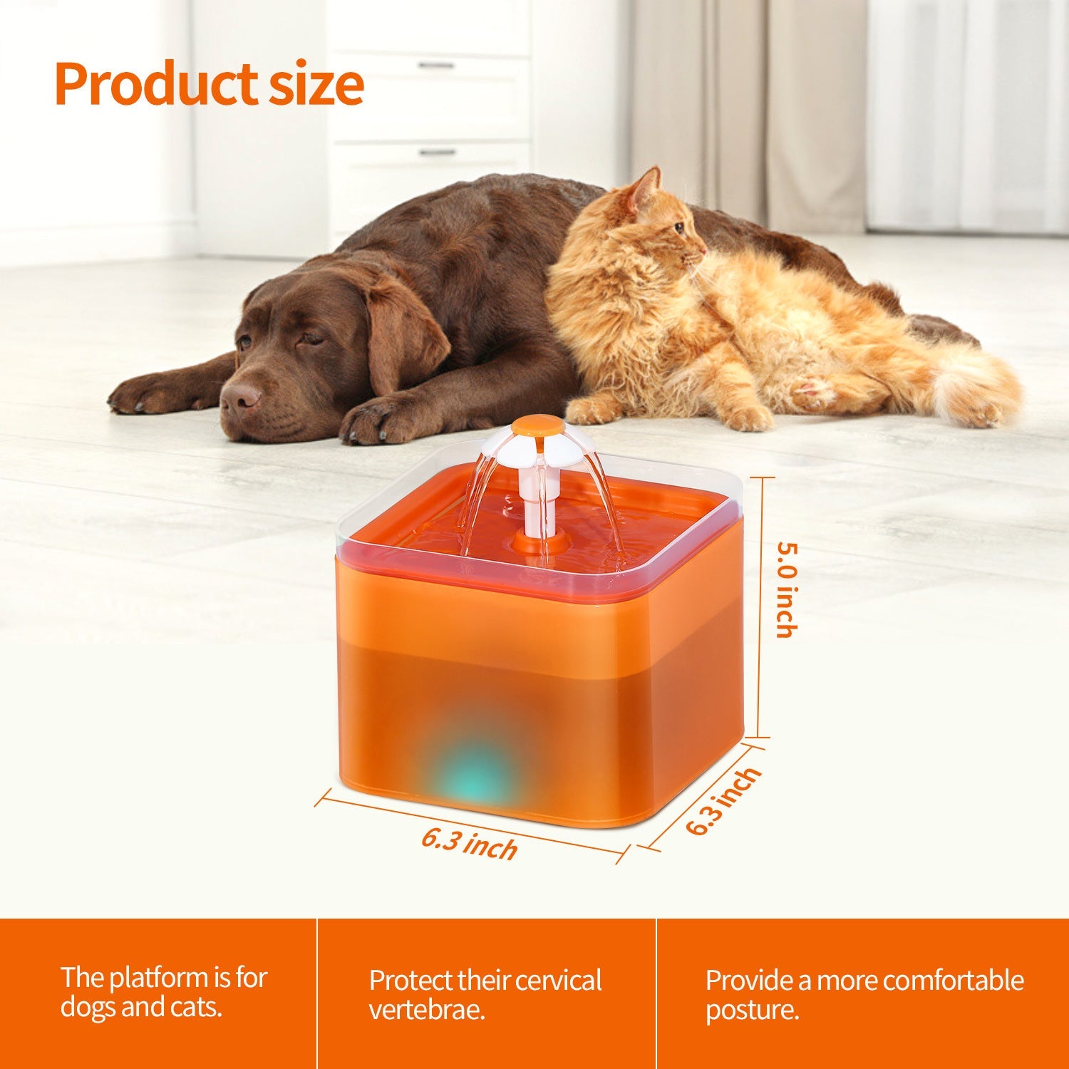KFX-7477949 Automatic Cat Water Dispenser with LED Light and 2L Capacity, PP Material, 5V 1.5W Power Supply