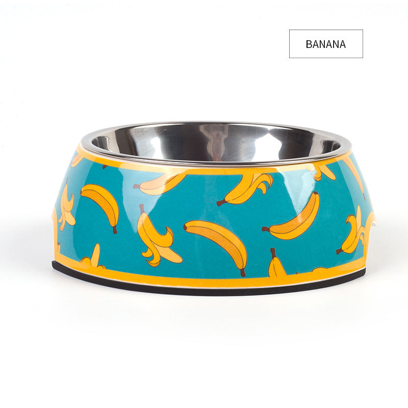 KFX-7478077 Detachable Food Grade Stainless Steel and Melamine Pet Dog Bowl, Durable and Beautiful Design