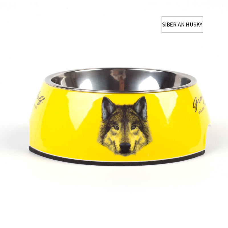 KFX-7478077 Detachable Food Grade Stainless Steel and Melamine Pet Dog Bowl, Durable and Beautiful Design