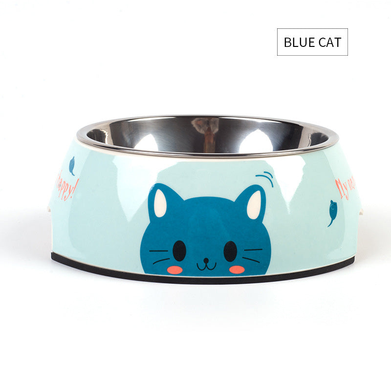 KFX-7478077 Detachable Food Grade Stainless Steel and Melamine Pet Dog Bowl, Durable and Beautiful Design