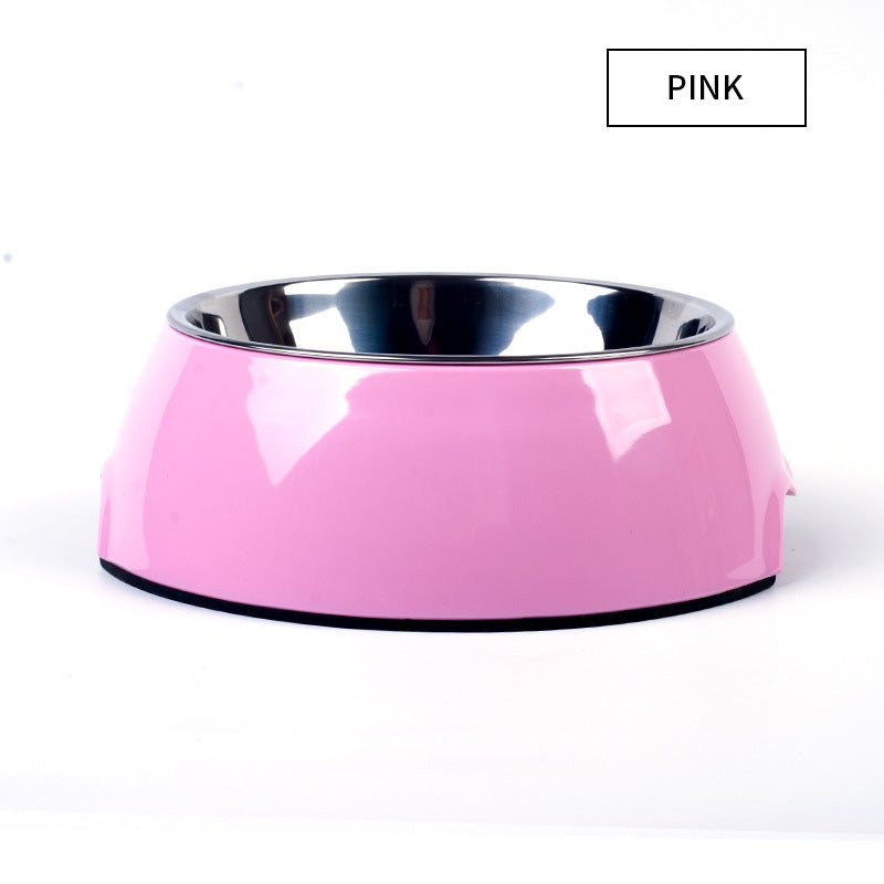KFX-7478077 Detachable Food Grade Stainless Steel and Melamine Pet Dog Bowl, Durable and Beautiful Design