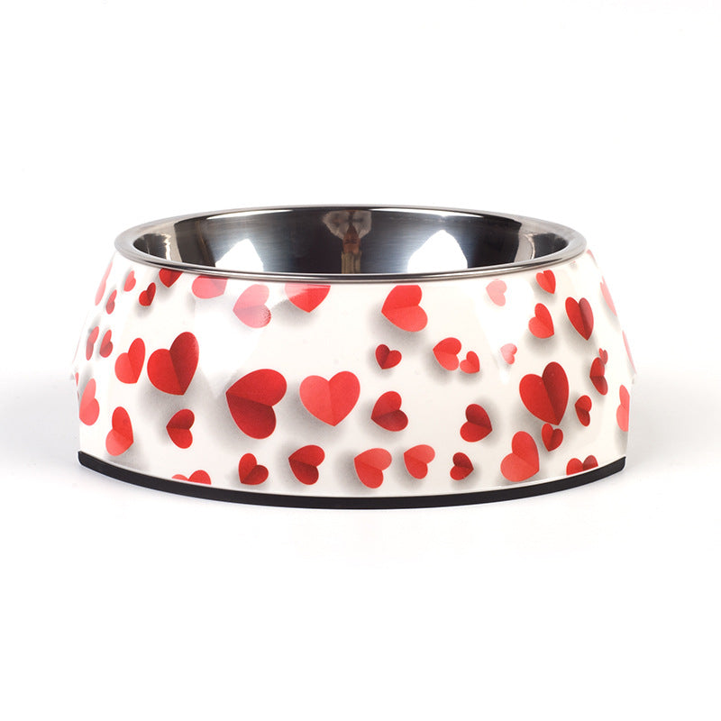 KFX-7478077 Detachable Food Grade Stainless Steel and Melamine Pet Dog Bowl, Durable and Beautiful Design